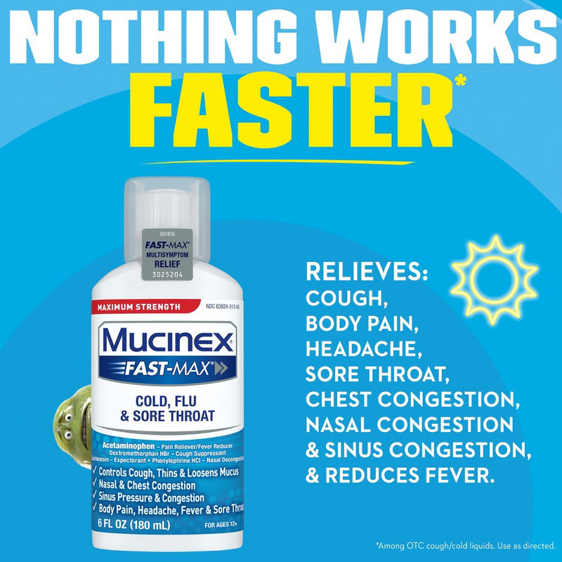 Mucinex Max Strength Cold, Flu & Sore Throat Medicine - Liquid - 6 fl oz