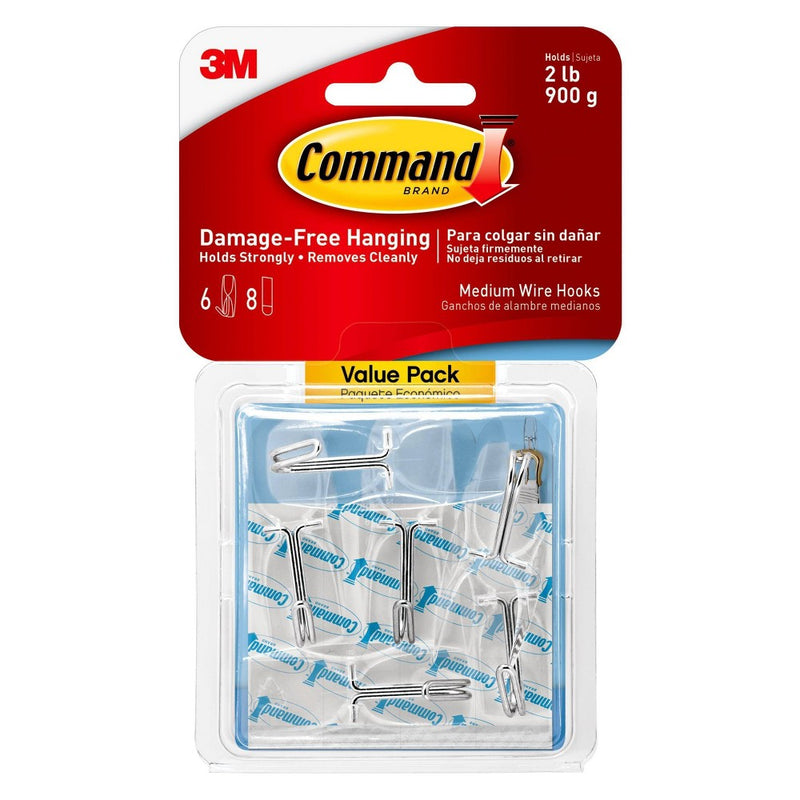 3M Command 6pk Clear Medium Wire Toggle Hooks with Clear Strips
