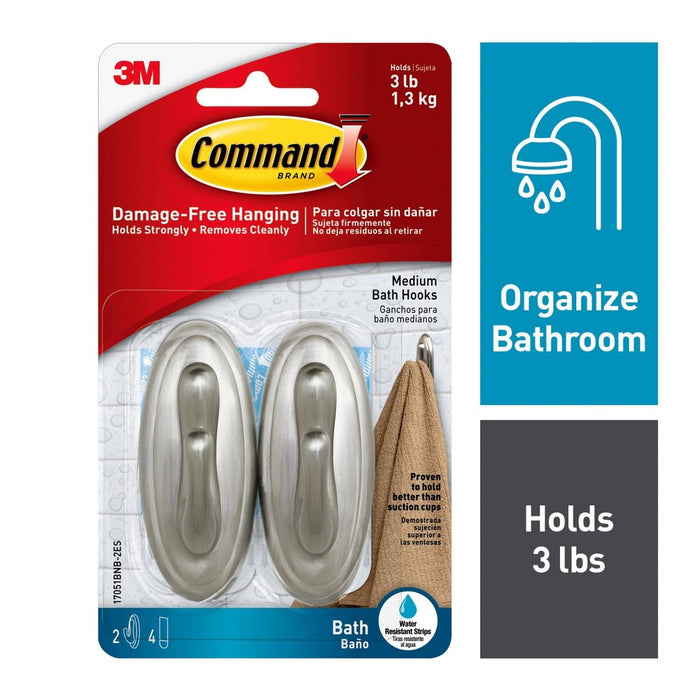 Command Damage-Free Bath Hooks Medium 2 Hooks/4 Strips