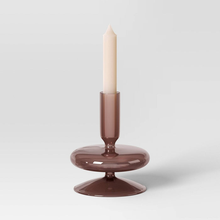 Small Modern Glass Taper Holder Pink - Threshold