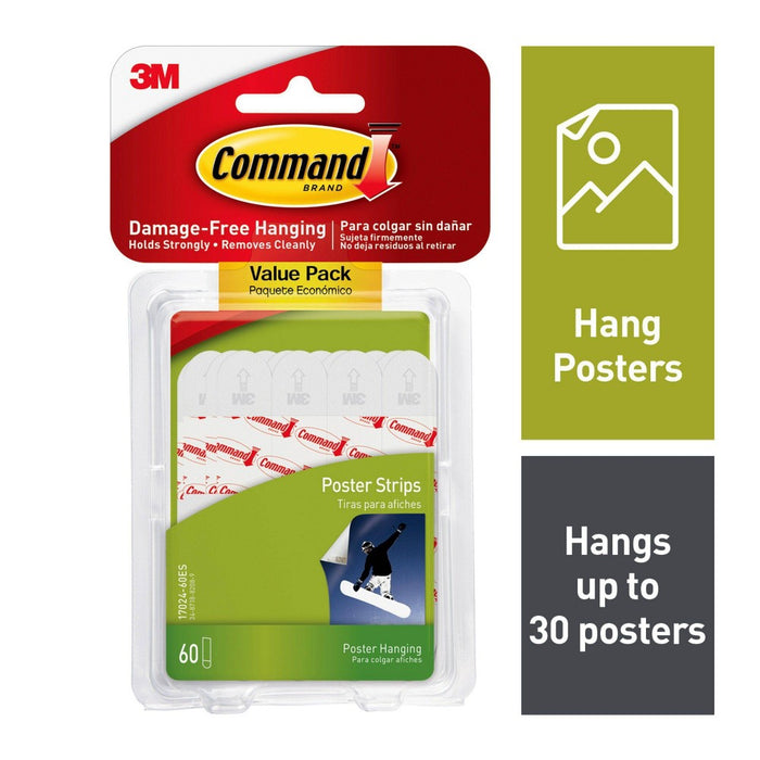 Command Damage-Free Poster Strips Small 60pk