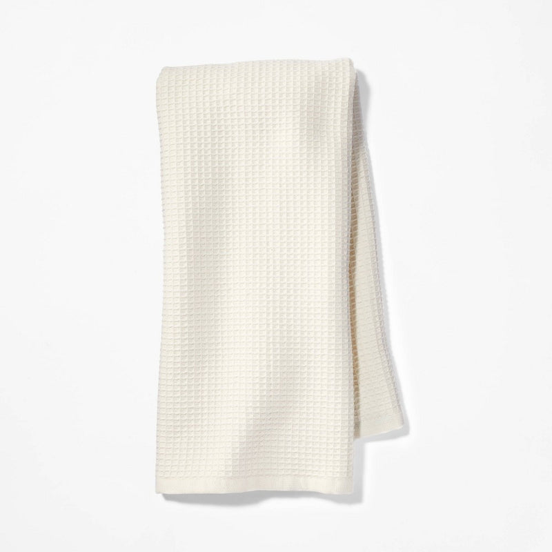 18" x 28" Vintage Waffle Kitchen Towel Cream - Figmint