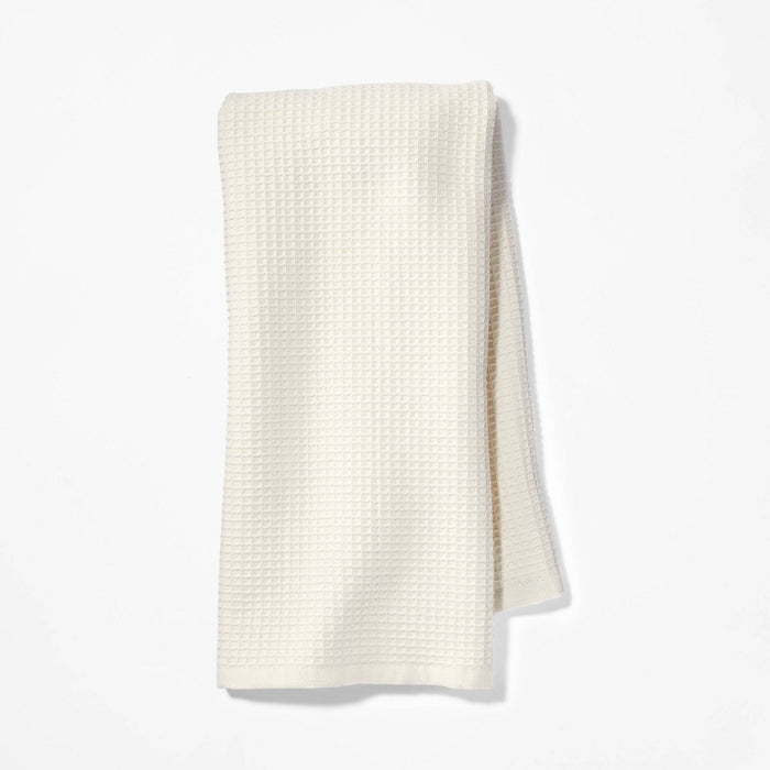 18" x 28" Vintage Waffle Kitchen Towel Cream - Figmint