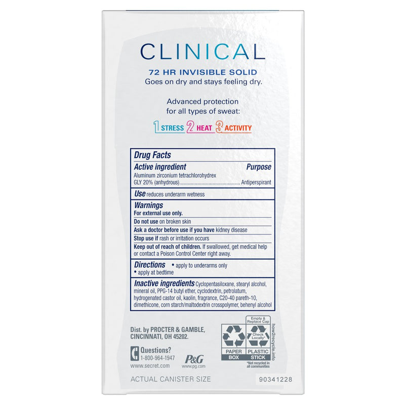 3 PACK Secret Clinical Strength Invisible Solid and Deodorant EXP 04/26