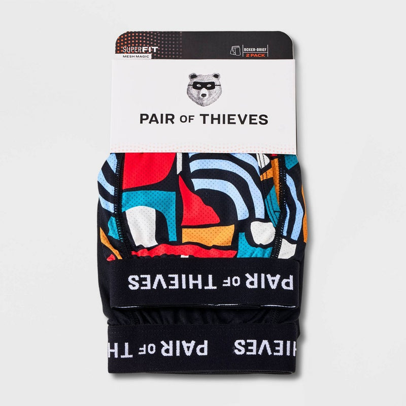 Pair of Thieves Men's Solid/Abstract Print Super Fit Boxer Briefs 2pk - Orange/Red/Black L