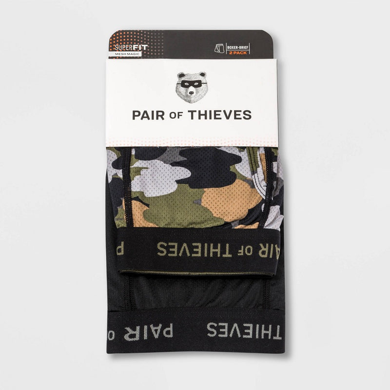 Pair of Thieves Men's Camo Boxer Briefs 2pk- Forest Green XL