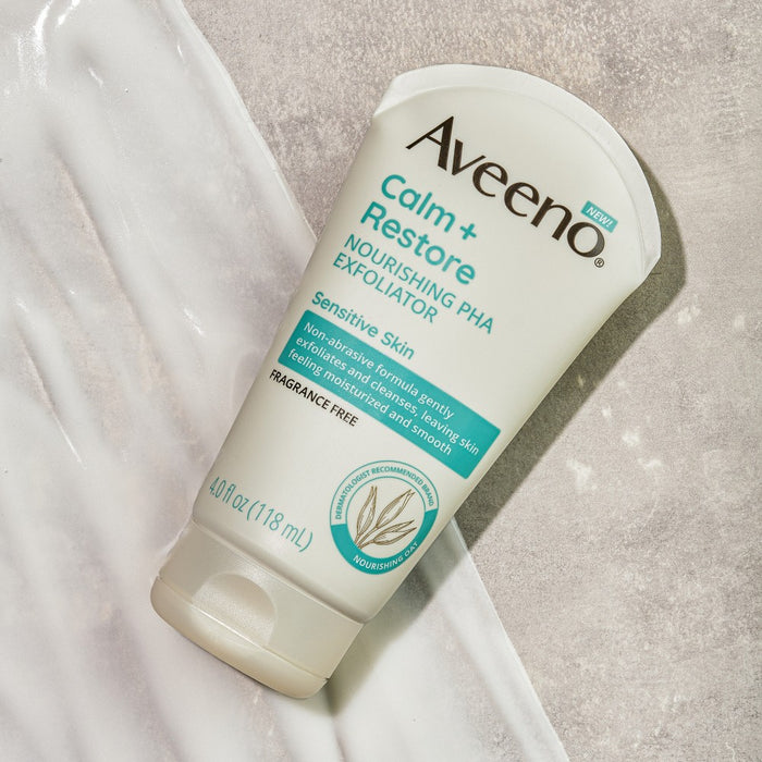 Aveeno Calm + Restore Nourishing PHA Facial Exfoliator Cleanser for Sensitive Skin - Fragrance Free - 4 fl oz