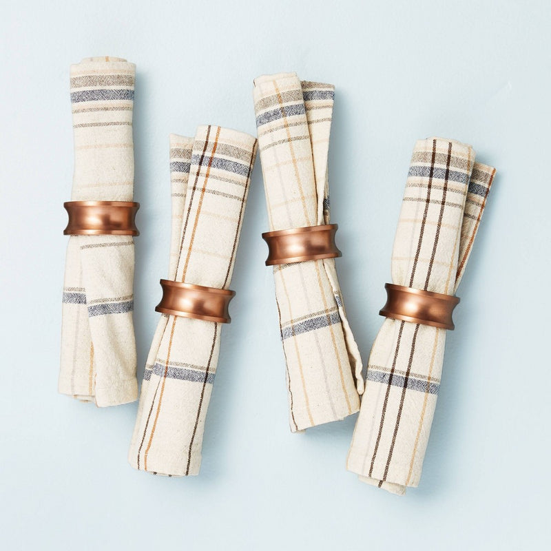 4pc Sculpted Metal Napkin Ring Set Copper Finish - Hearth & Hand with Magnolia
