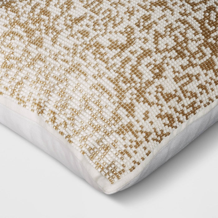 Mini Beaded Square Throw Pillow Ivory - Threshold