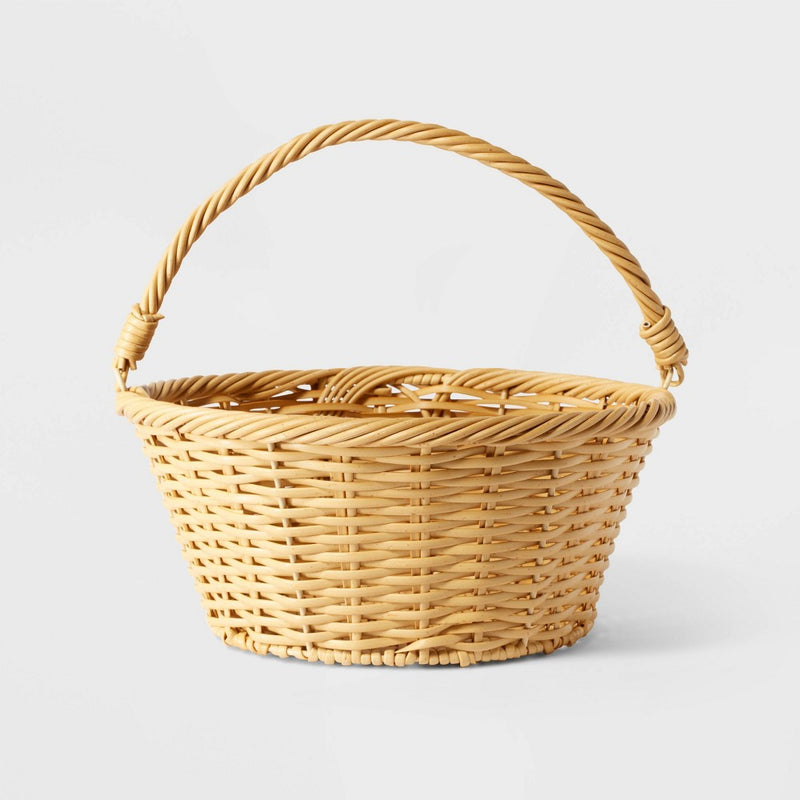 12" Willow Plastic Wicker Easter Basket Natural - Spritz