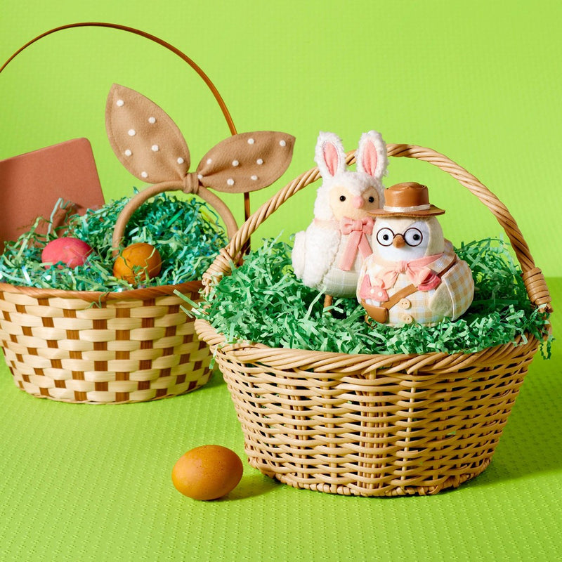 12" Willow Plastic Wicker Easter Basket Natural - Spritz