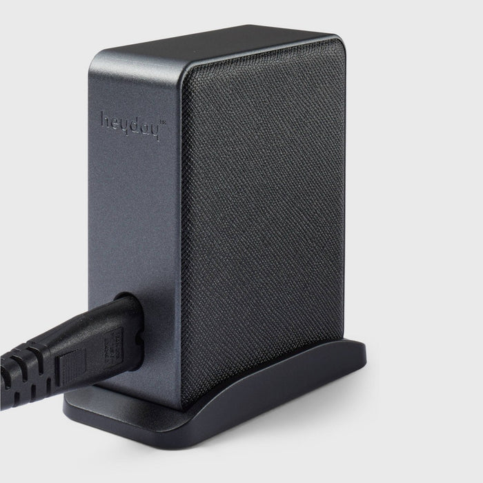 6-Port Charging Hub Vertical 2C + 4A - heyday Black Saffiano