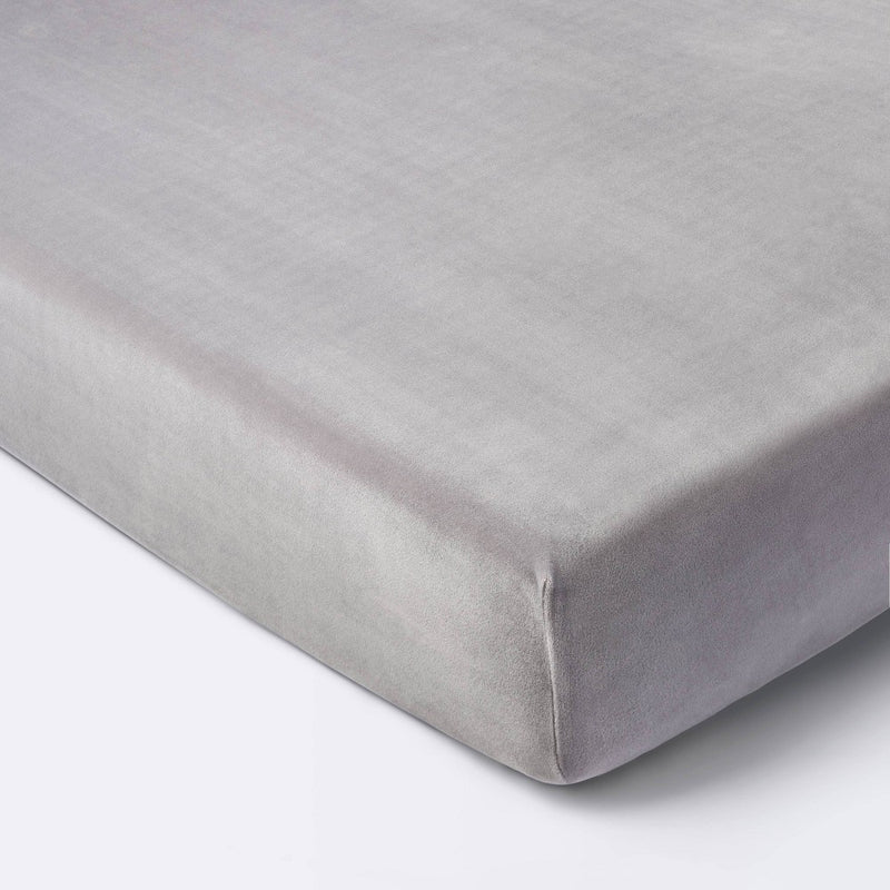 Plush Polyester Spandex Fitted Crib Sheet - Solid Gray - Cloud Island