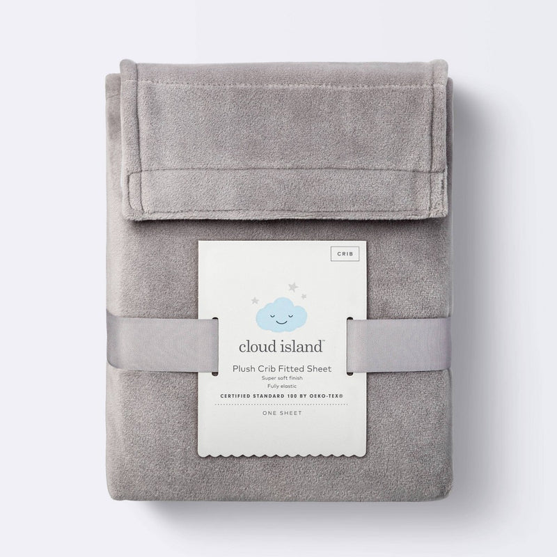 Plush Polyester Spandex Fitted Crib Sheet - Solid Gray - Cloud Island