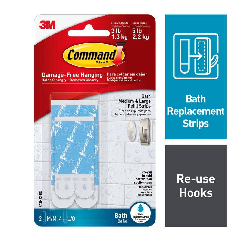 Command Water Resistant Refill Strips (2 Medium/4 Large Strips)