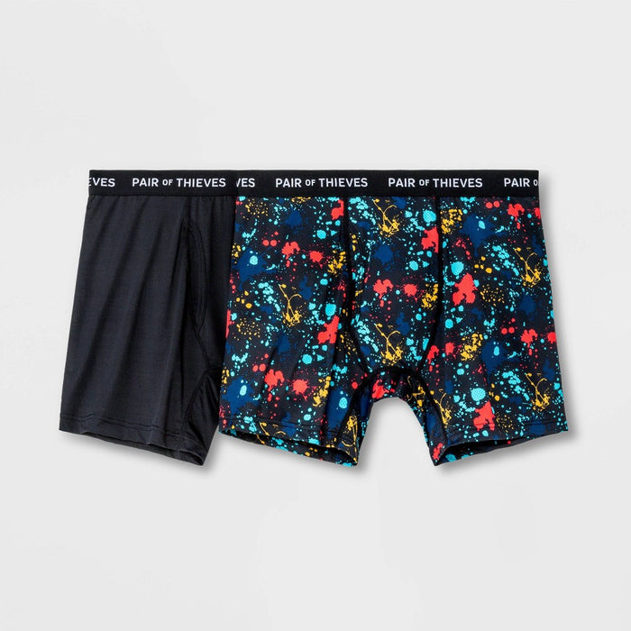 Pair of Thieves Men's Super Fit Paint Splatter Boxer Briefs 2pk - Black/Blue S