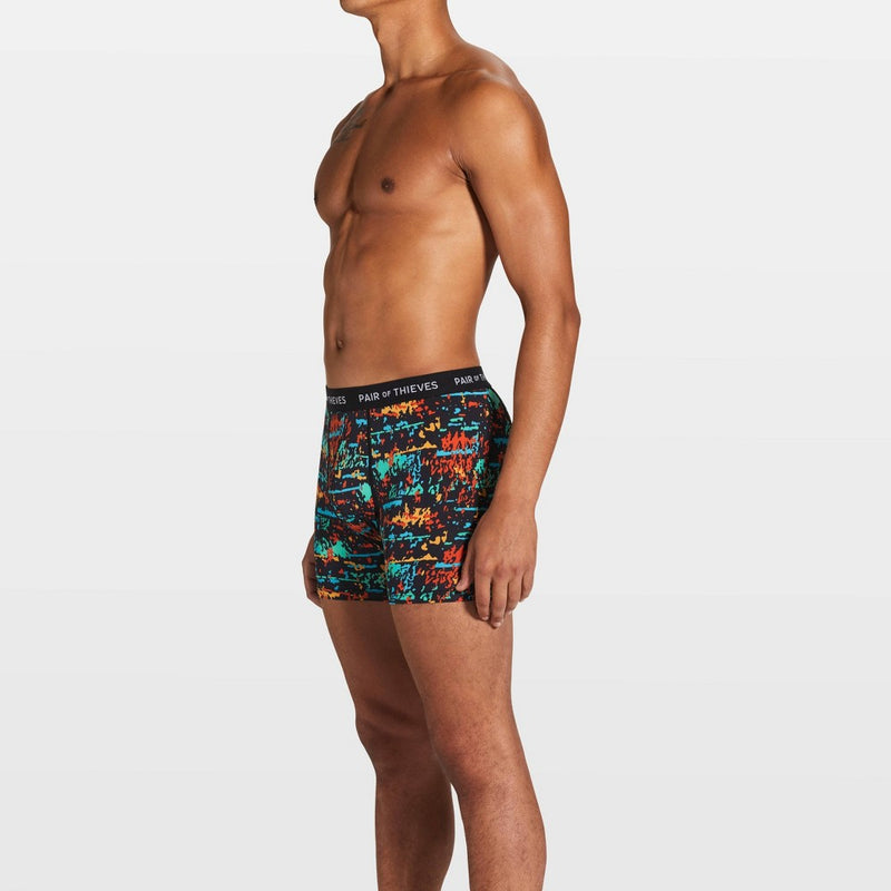 Pair of Thieves Men's Super Fit Paint Splatter Boxer Briefs 2pk - Black/Blue S