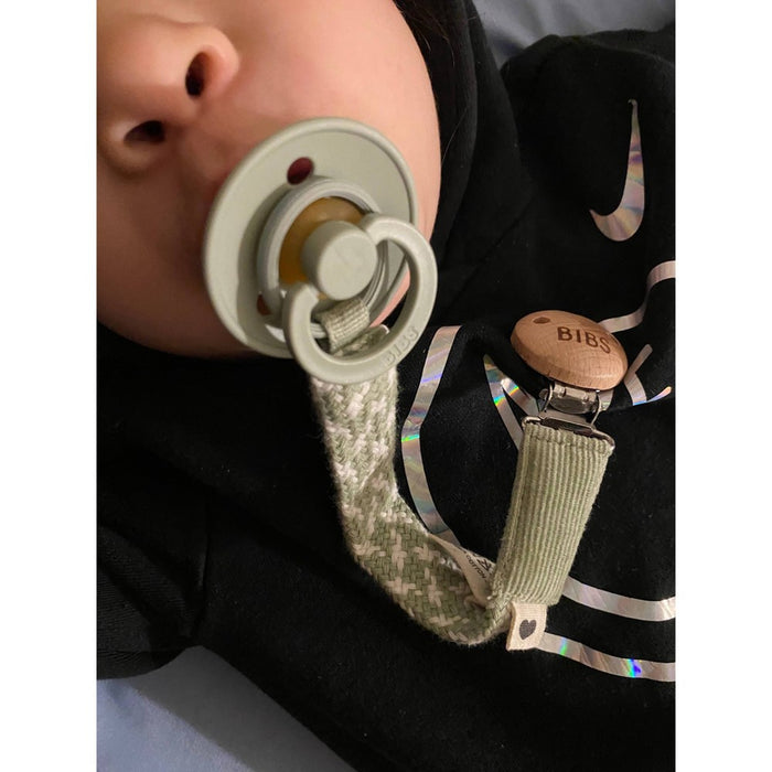 Bibs Braided Pacifier Clip - Sage/Ivory