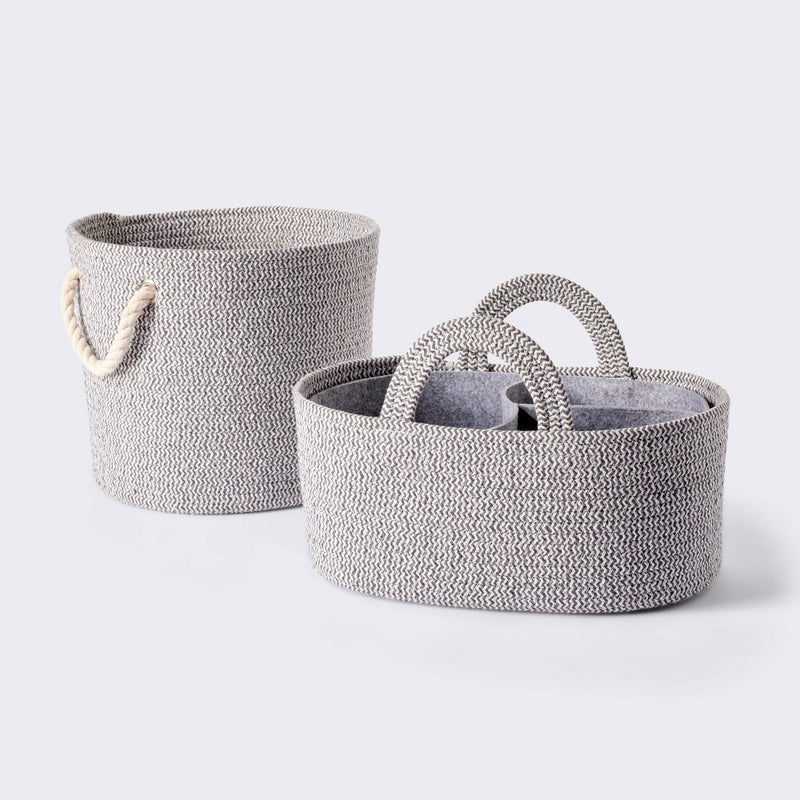 Medium Round Coiled Rope Decorative Basket - Cloud Island