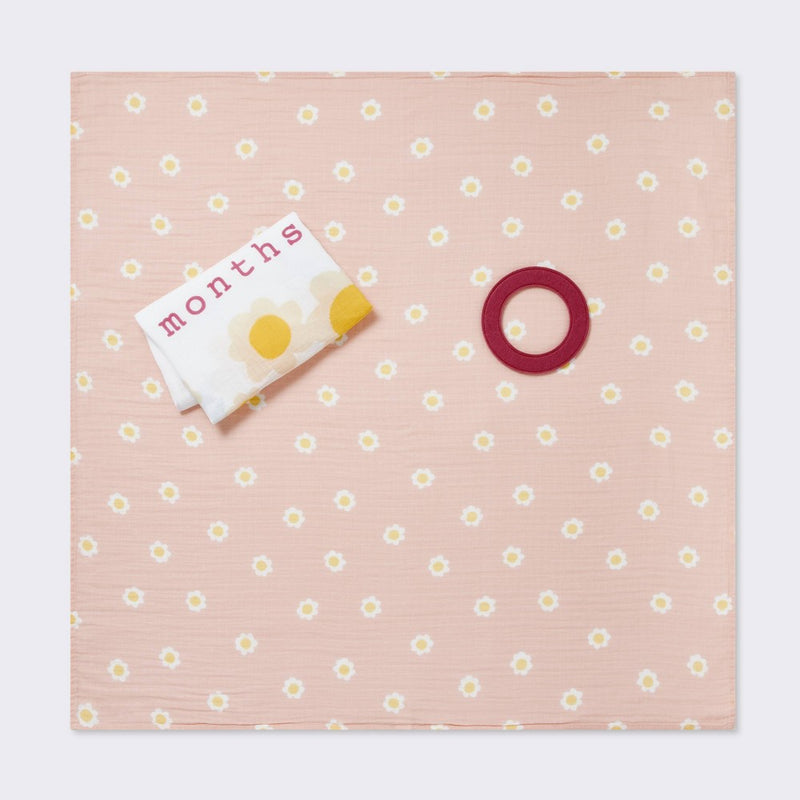 Muslin Blanket with Felt Frame - Pink - Cloud Island