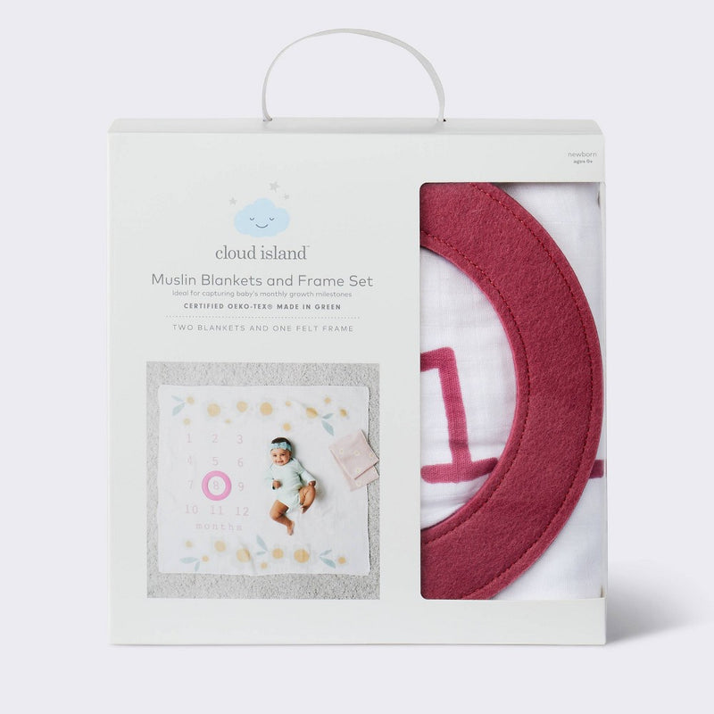 Muslin Blanket with Felt Frame - Pink - Cloud Island
