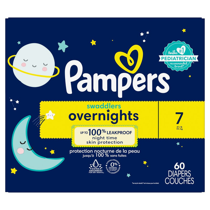 Pampers Swaddlers Overnight Diapers Enormous Pack - Size 7 - 60ct