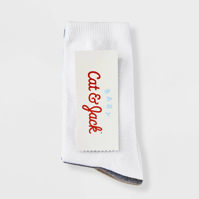 Baby 3pk Knee High Socks - Cat & Jack White/Brown/Gray 12-24M
