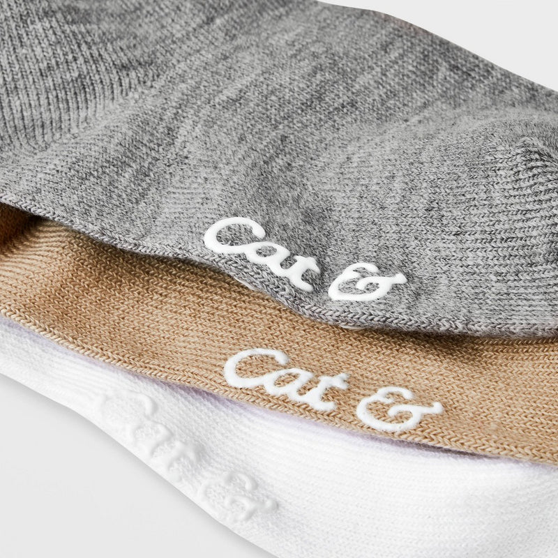 Baby 3pk Knee High Socks - Cat & Jack White/Brown/Gray 12-24M
