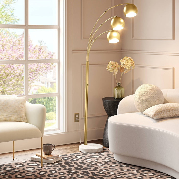 75.5"x29.5" Span 3-Head Metal Globe Floor Lamp Brass - Threshold (LOCAL PICKUP ONLY)