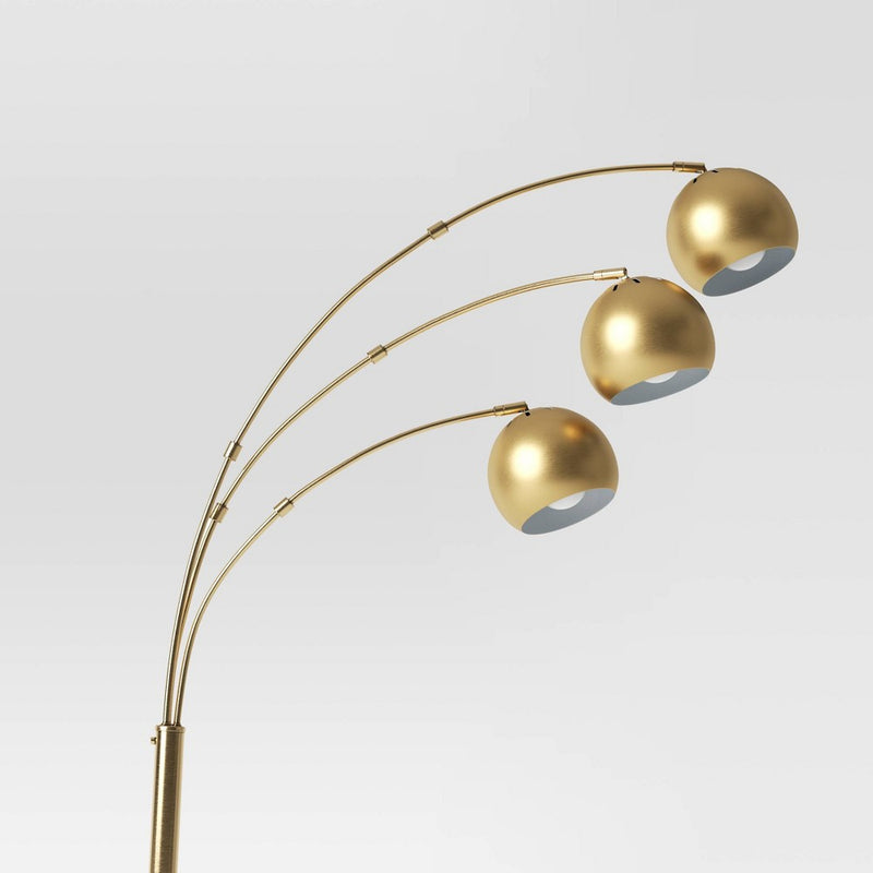 75.5"x29.5" Span 3-Head Metal Globe Floor Lamp Brass - Threshold (LOCAL PICKUP ONLY)