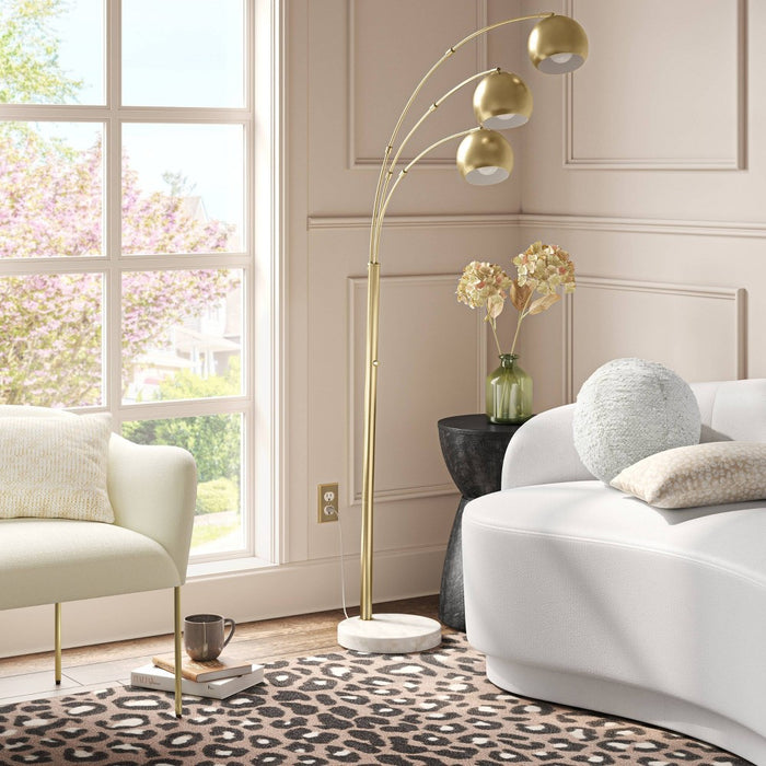 75.5"x29.5" Span 3-Head Metal Globe Floor Lamp Brass - Threshold (LOCAL PICKUP ONLY)