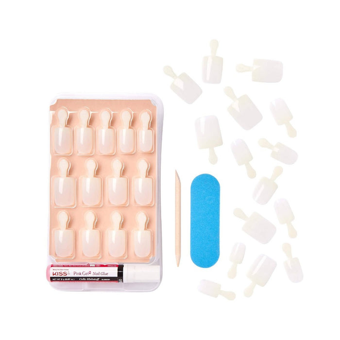 Kiss Nails Salon Acrylic Natural Fake Nails - Brief Encounter - 28ct