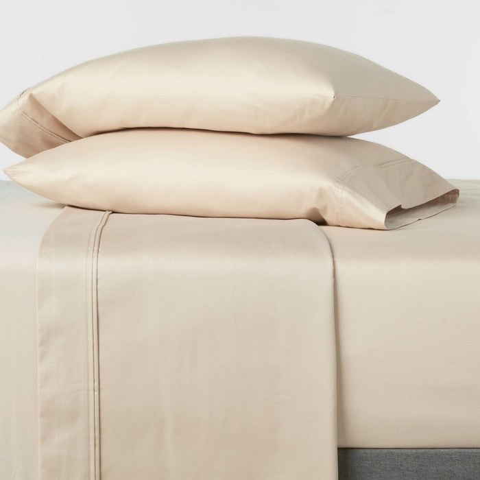 Full 400 Thread Count Solid Performance Sheet Set True Khaki - Threshold