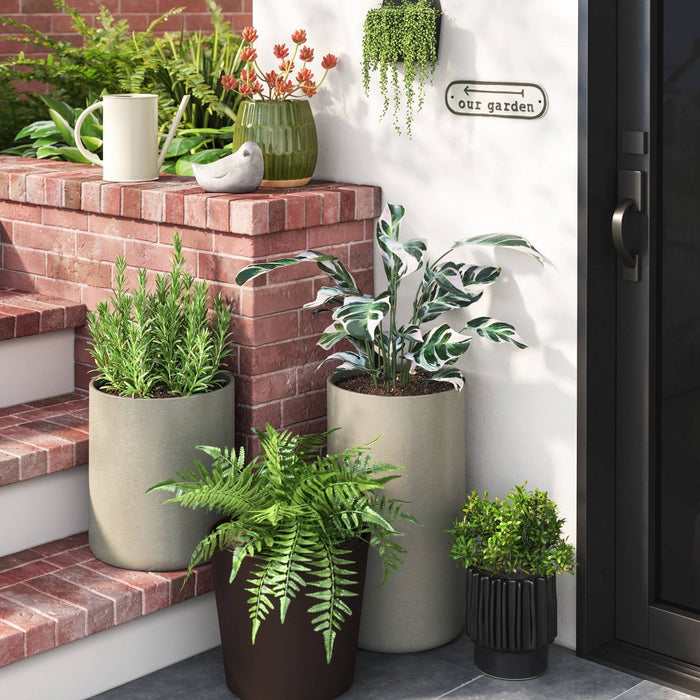 Large Estate Composite Faux Concrete Indoor Outdoor Planter Pot Gray 12"x12" - Threshold