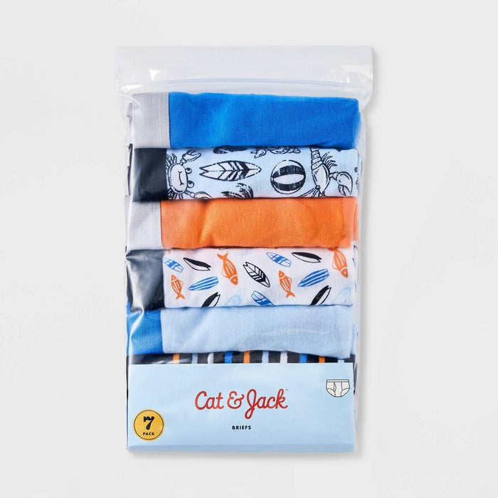 Boys' 7pk 'Surf' Briefs - Cat & Jack Orange L