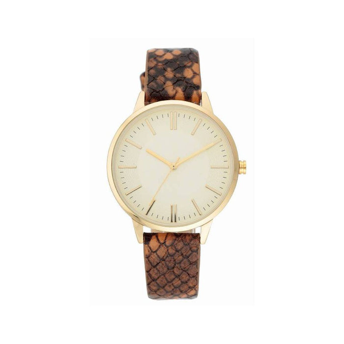 Women's Snakeskin Band Watch - A New Day Espresso