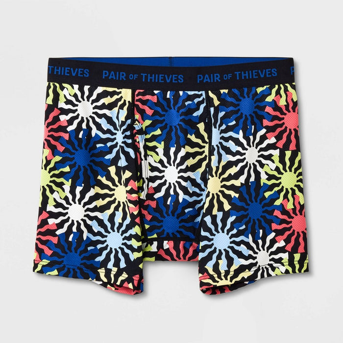 Pair of Thieves Men's Starburst Print Super Fit Boxer Briefs - Blue/White/Red M