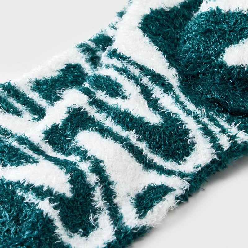 Women's Marble Swirl Cozy Crew Socks - A New Day Emerald Green 4-10