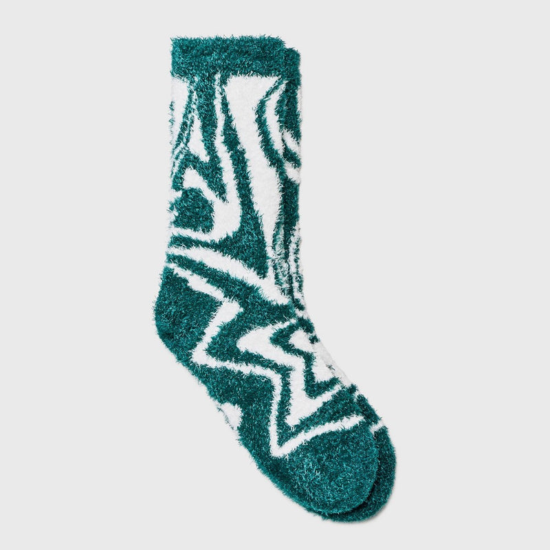 Women's Marble Swirl Cozy Crew Socks - A New Day Emerald Green 4-10