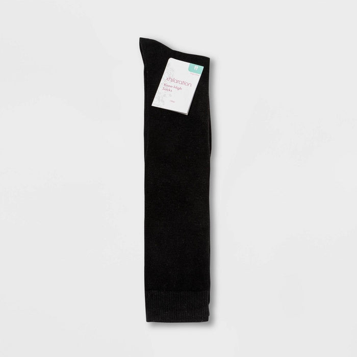 Women's Solid Knee High Socks - Xhilaration Black 4-10
