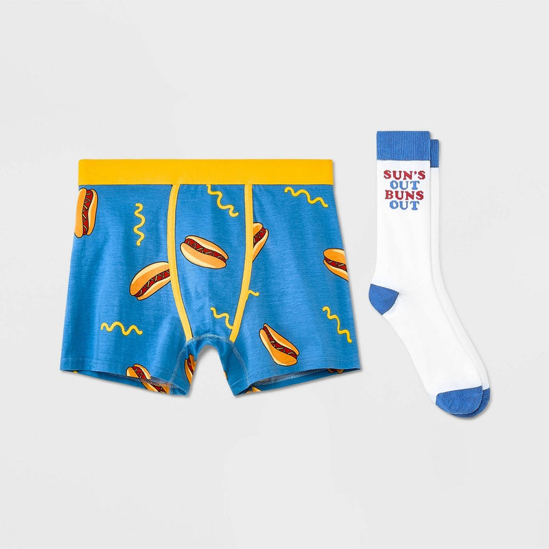 Men's Mad Engine Boxer Briefs & Socks - Gold/Blue S
