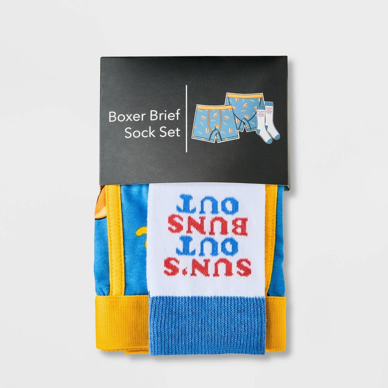 Men's Mad Engine Boxer Briefs & Socks - Gold/Blue S