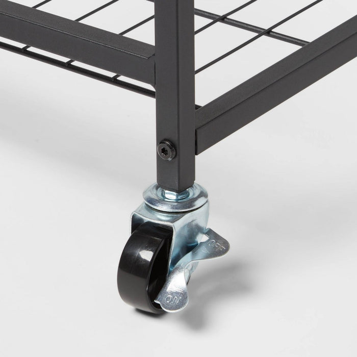 Storage Cart Black Metal with Natural Wood - Brightroom (LOCAL PICKUP ONLY)