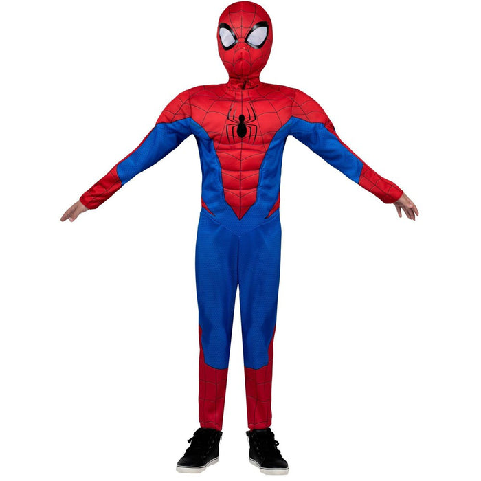 Kids' Marvel Spider-Man Muscle Chest Halloween Costume Jumpsuit with Mask L