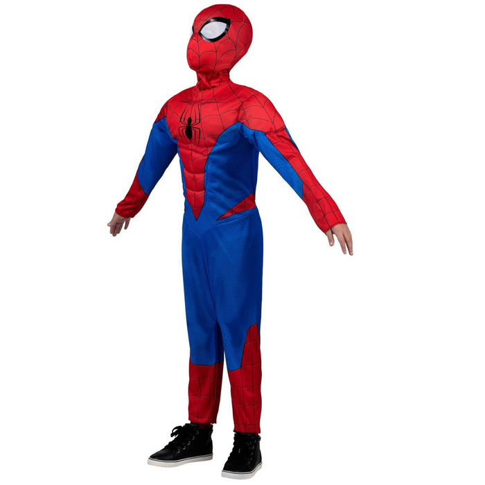 Kids' Marvel Spider-Man Muscle Chest Halloween Costume Jumpsuit with Mask L