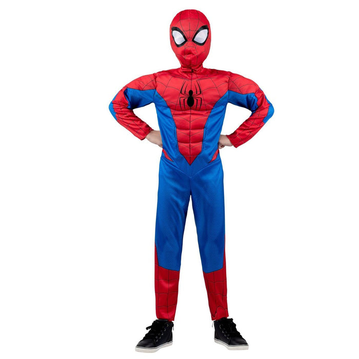 Kids' Marvel Spider-Man Muscle Chest Halloween Costume Jumpsuit with Mask L