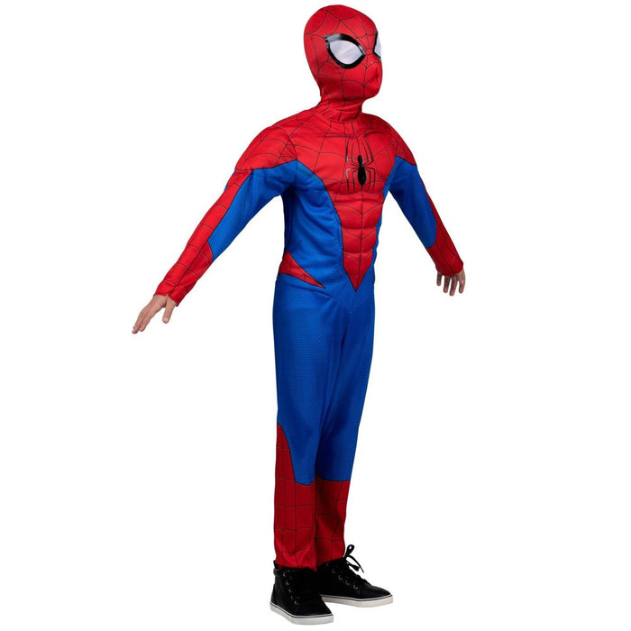 Kids' Marvel Spider-Man Muscle Chest Halloween Costume Jumpsuit with Mask L