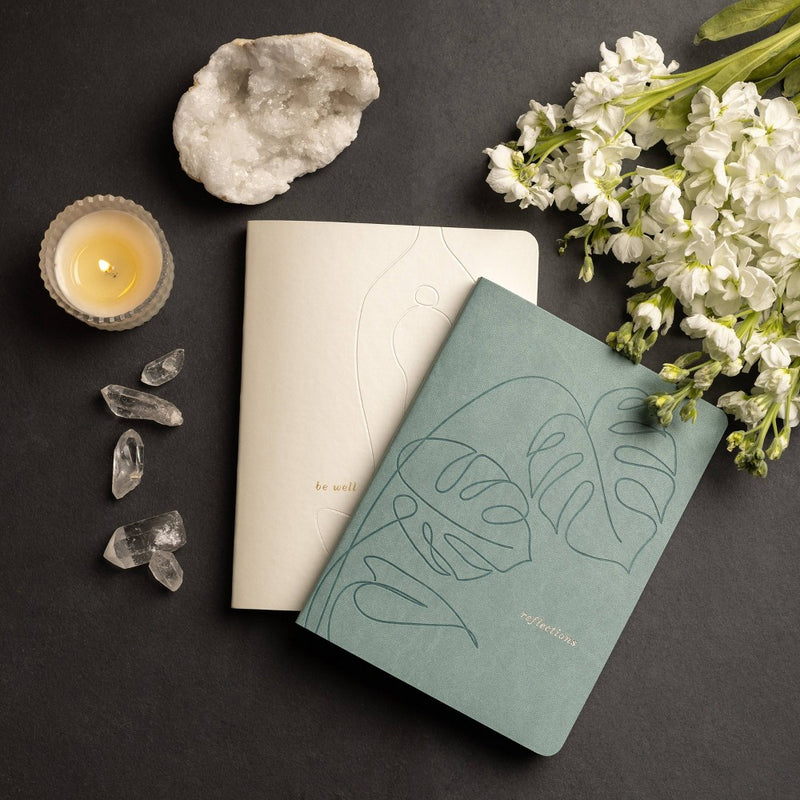 Ruled Journal 6"x8" Vegan Leather Monstera Reflections - DesignWorks Ink