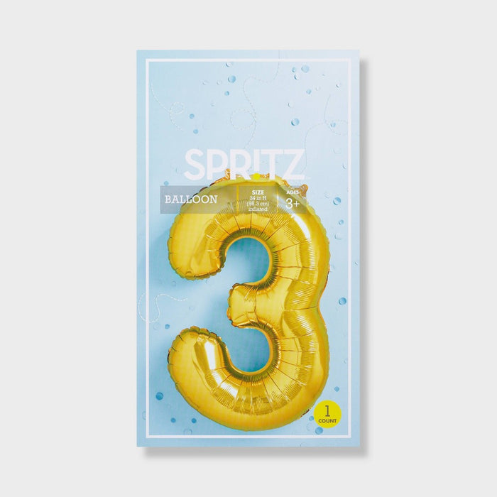 34" Number 3 Foil Balloon - Spritz