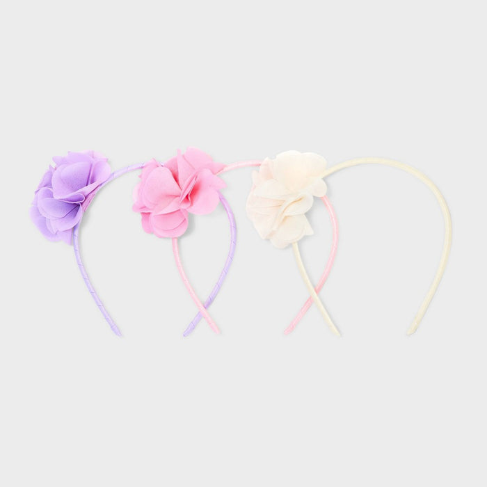Girls' 3pk Chiffon Flower Headbands - Cat & Jack Pink/Purple/White
